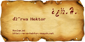Árva Hektor névjegykártya